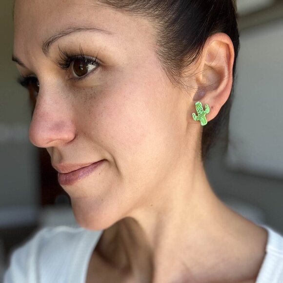 Cactus Stud Earrings - Picture 4 of 6